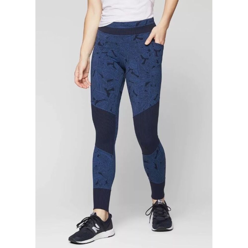 ATHLETA Tropical Excursion Leggings Size XS Navy Blue Print